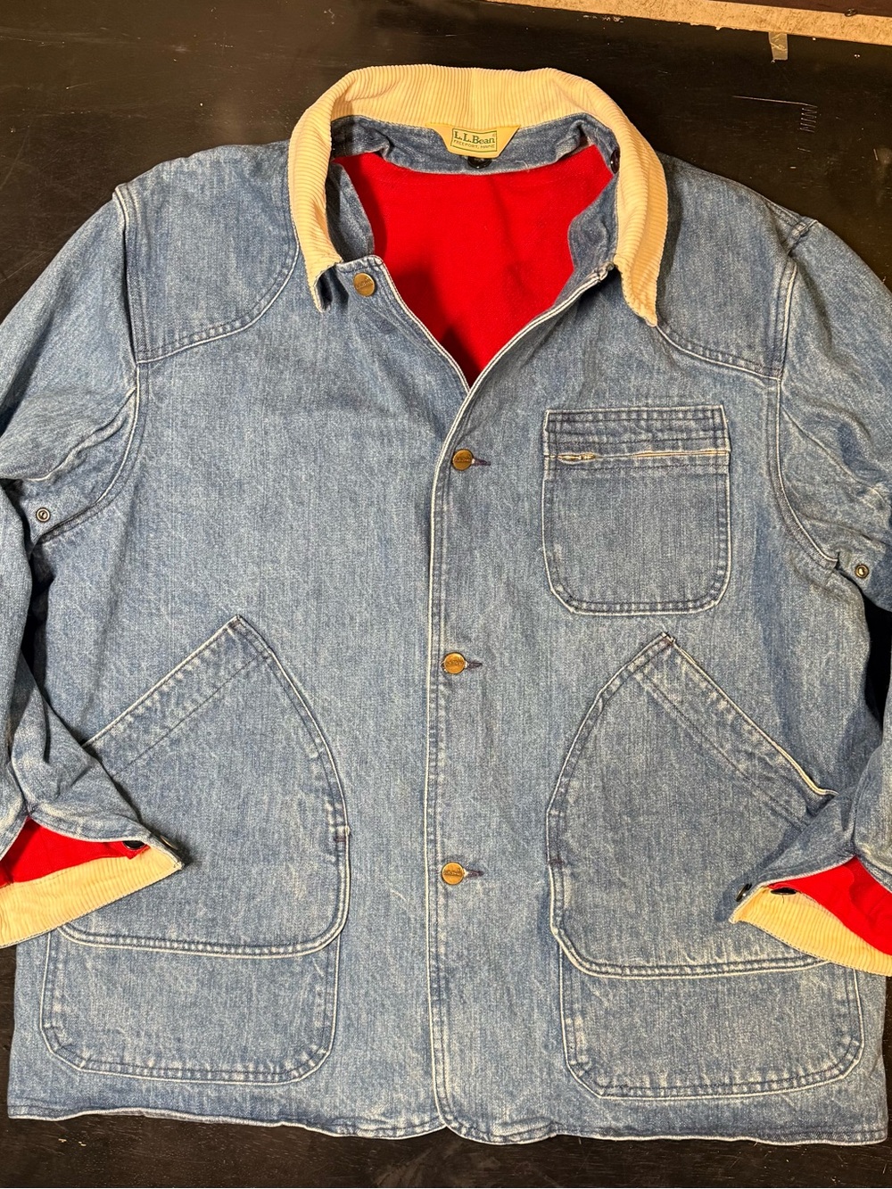 Vintage L.L. Bean Denim Jean Jacket Chore Coat Removable Wool Liner Size XL/2XL